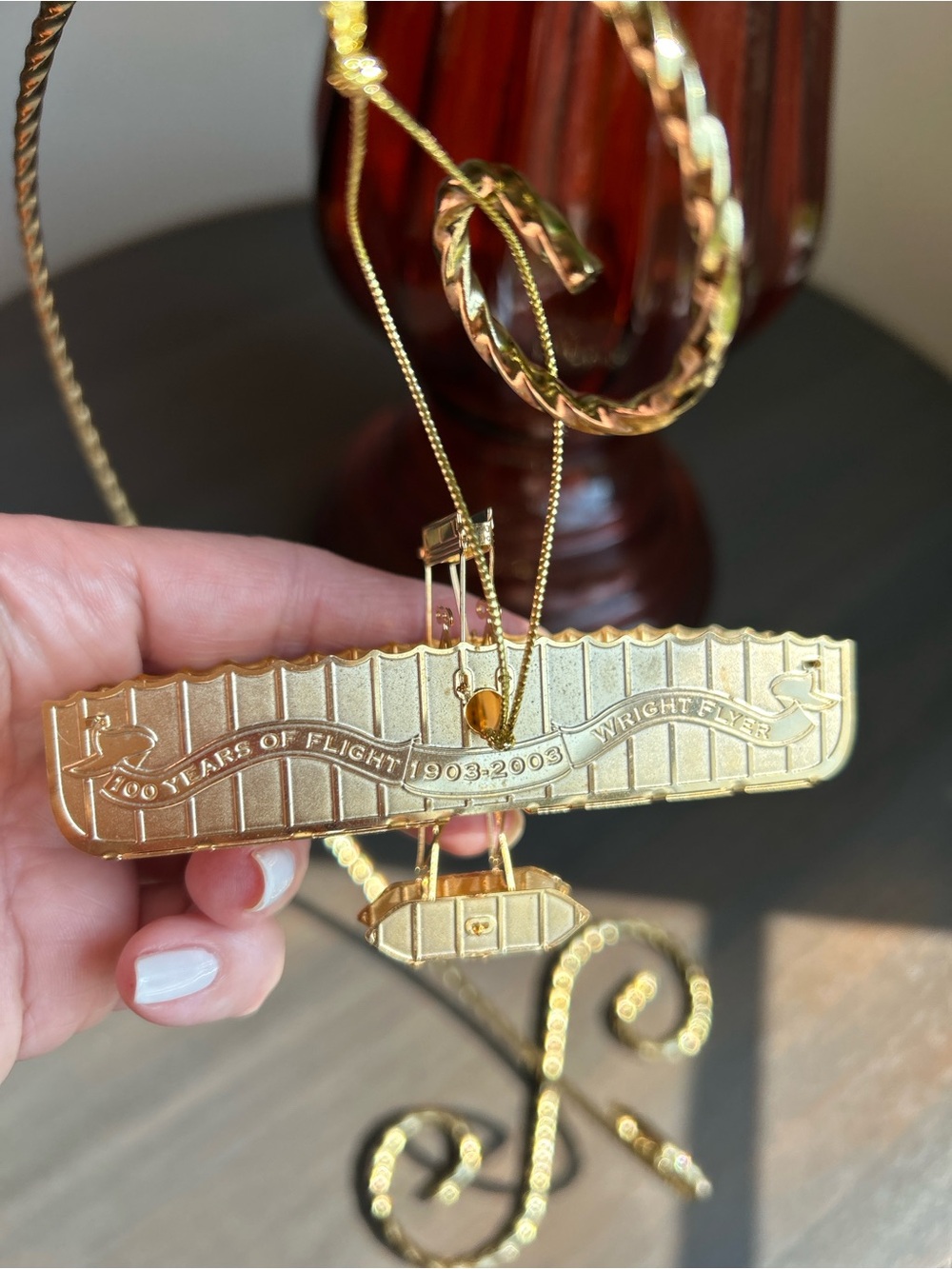WRIGHT BROTHERS FLYER ORNAMENT CELEBRATING 100 YEARS OF FLIGHT 24KT GOLD FINISH